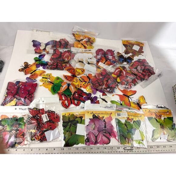 17 Pack NEW 3D Butterflies Wall Stickers Lot Bulk Various Colors Bright - Picture 2 of 16